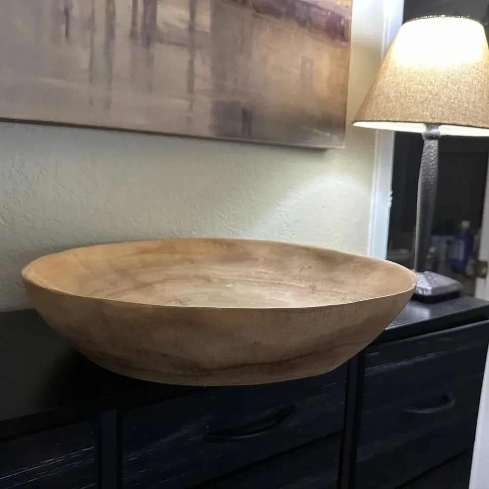 Large irregular Crate and Barrel wood bowl